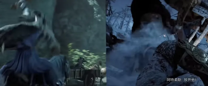 Split-screen moments from Phantom Blade Zero's trailer
