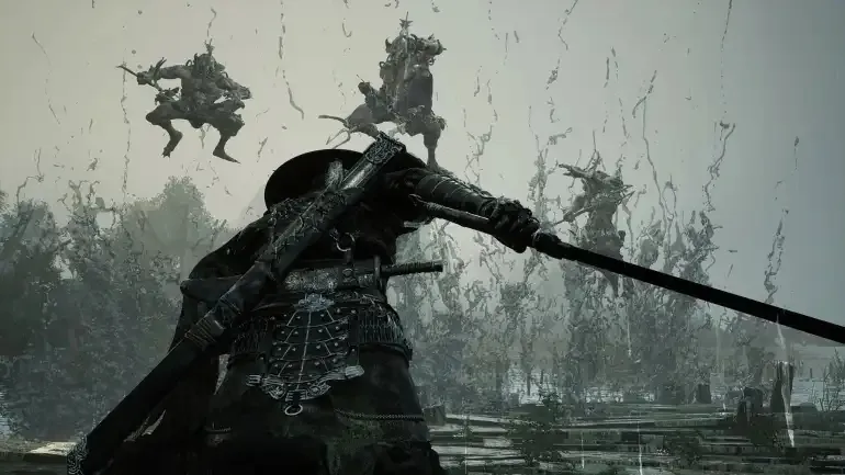 Warriors fighting in a courtyard in Phantom Blade Zero