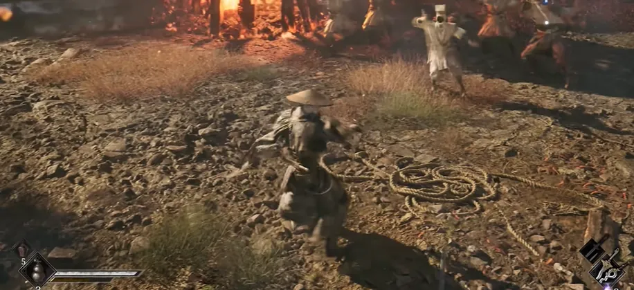 Burning village battle in Phantom Blade Zero