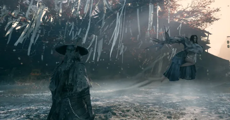 Warriors in a frozen scene from Phantom Blade Zero